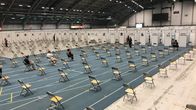 Tampereen messukeskuksen rokotuspisteen odotustila