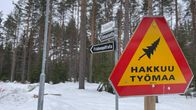 Hakkuutyömaan kyltti Vierevänniemellä Kontiolahdella.