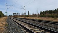 Järnväg vid gamla Kovjoki station, strax söder om Bennäs.