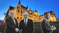 Kuvakollaasi jossa Viktor Orban, vladimir putin ja peter magyar.