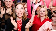 Li Andersson celebrating election results.