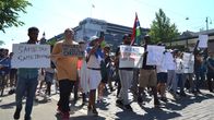 Demonstrators at the Mass Protest against the new Finnish Immigration Policy in Helsinki 27 June 2023.