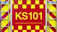 Paloauton takaosassa teksti KS101 ja www.pelastustoimi.fi/keski-suomi.