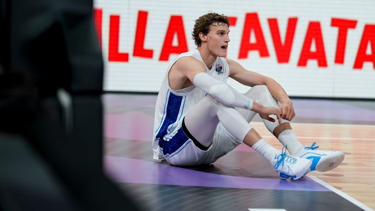 Lauri Markkanen koripallon EM-kisoissa 2025 Liettuaa vastaan.