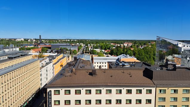 Vy över Vasa, längs med Storalånggatan mot Vöråstan.