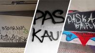 Paskakaupunni grafiitti Oulun keskustan yhdessä porttikongissa.