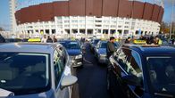 Taxis in front of Helsinki's Olympic Stadium.