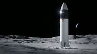 taiteilijan näkemys SpaceX-kuumodulista kuun pinnalla.
