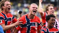 Erling Haaland tuuletti Norjan voittoa Brasiliasta.