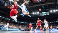 Photo shows a basketball game.