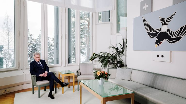 Tasavallan presidentti Sauli Niinistö Mäntyniemessä.