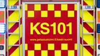 Paloauton takaosassa teksti KS101 ja www.pelastustoimi.fi/keski-suomi.