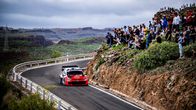 Sami Pajari kör i VM-rallyt på Kanarieöarna.