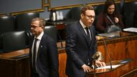 Työministeri Matias Marttinen eduskunnan täysistunnossa.