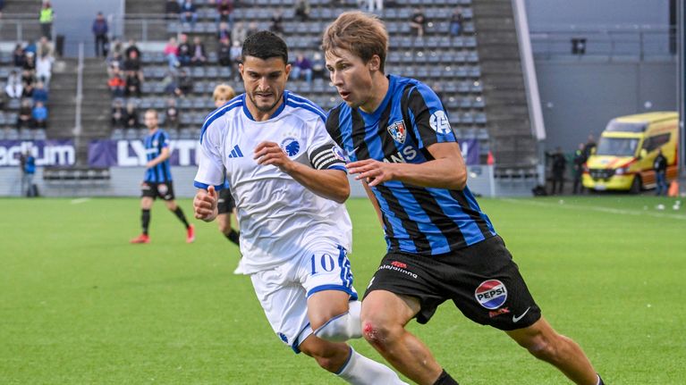  Kööpenhaminan kapteeni Mohamed Elyounoussi (vas.) ja FC Interin Jussi Niska kohtasivat Turussa 20.8.2026.  