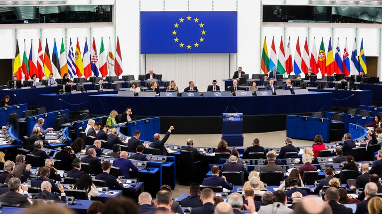 Euroopan parlamentin täysistunnossa äänestetään.