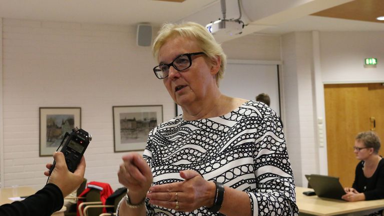 ytl:n pääsihteeri kaisa vähähyyppä antaa haastattelua tiedotustilaisuudessa
