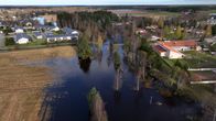 Ilmakuvaa tulvivasta pellosta.