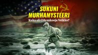 Suomalainen vakooja ylittää jokea, taustalla näkyvät Neuvostoliiton ja Yhdysvaltojen liput.