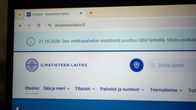 Tietokonenäyttö, jolla näkyy Ilmatieteen laitoksen verkkosivu ja lista linkkejä eri verkkopalveluihin.