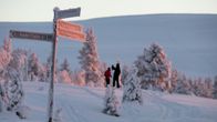 Retkeilijät Pallastunturin läheisyydessä ottavat kuvia.