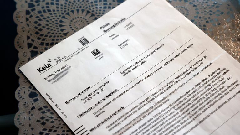 Kelan sairauspäivärahapäätös.