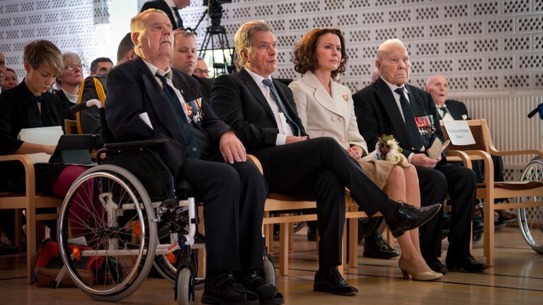 Presidenttipari Sauli Niinistö ja Jenni Haukio Kaunialan sairaalan 70 v juhlassa, 09.12.2016.