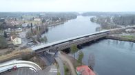 Vuoksen ylitvä silta ilmasta kuvattuna