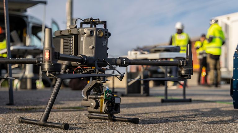 A drone on the ground.