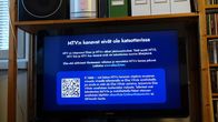 Television ruudulla ilmoitetaan, että MTV:n kanavat eivät ole katsottavissa johtuen jakelusopimuksesta.