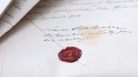 Nils Jakob Hjelmmanin kirjoittama testamentti ja sinetti.