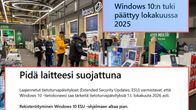 Kuvakaappauksia Microsoftin verkkosivuilta: Windows 10:n tuki päättyy lokakuussa 2025. Laajennettuja tietoturvapäivityksiä viu saada 13. lokakuuta 2026 asti.