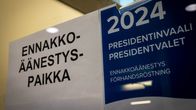 A sign marking an advance voting location. 