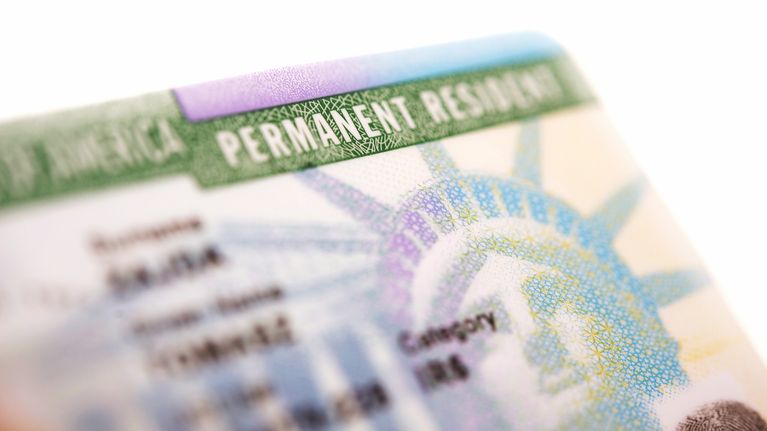Yhdysvaltain Green Card lähikuvassa.