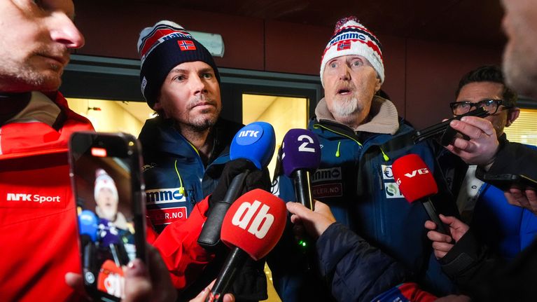 Norjan maajoukkueen valmentaja Magnus Brevig ja urheilujohtaja Jan-Erik Aalbu.