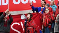 A Sami youth demonstration in front of the Parliament House in Helsinki on 17 November 2022.