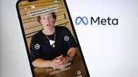 Kuvassa älypuhelimen näyttö, jolla näkyy Metan Mark Zuckerberg puhumassa ja alla on tekstitystä.
