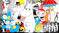 Muminfiguerna på en teckning av Tove Jansson.