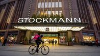 Stockmann's flagship department store in downtown Helsinki decorated with Christmas lights.