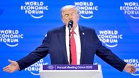US President Donald Trump speaking at the 56th annual meeting of the World Economic Forum (WEF) in Davos, Switzerland.