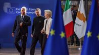 EU Council President Antonio Costa, Ukraine's President Volodymyr Zelensky and European Commission President Ursula von der Leyen.