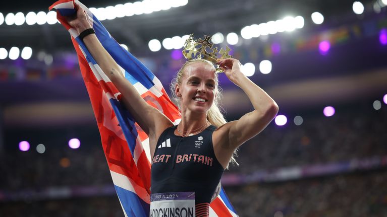 Ison-Britannian Keely Hodgkinson, olympiakultaa 800 metrillä.