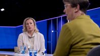 EU-komissaari Jutta Urpilainen YLE TV1 Ykkösaamu ohjelmassa Pasilassa, Helsingissä.