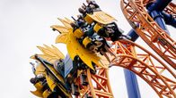 A closeup of an amusement park ride.