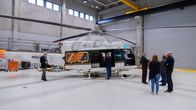 AB-142 tyyppinen kopteri Kouvolan ammattiopisto Edukon tiloissa.