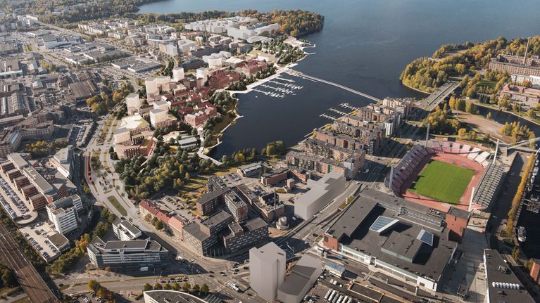 Havainnekuva Viinikanlahden alueesta.