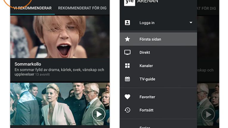 Bilder från Arenans app för Android.