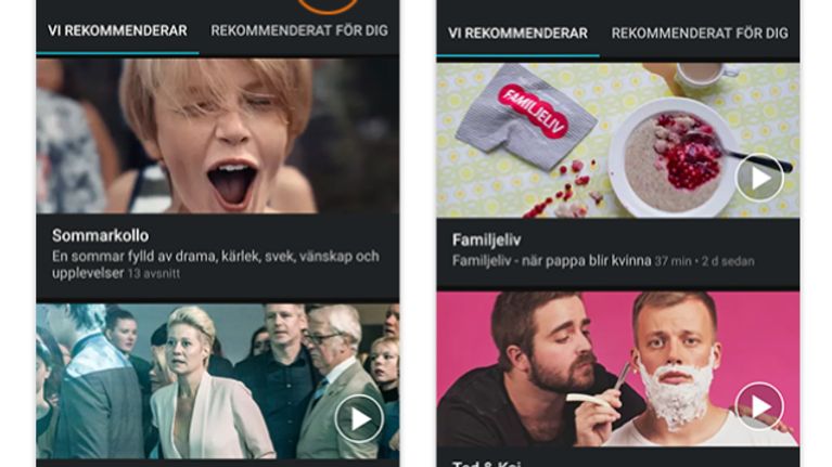 Bild från Yle Arenans app för Android.