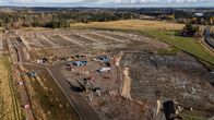 Tiktokin datakeskuksen rakennustyömaa-alue kuvattuna dronella Kouvolan Korialla.