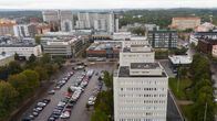 Dronekuva Kouvolan keskusta-alueelta. 